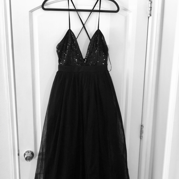 black tulle maxi